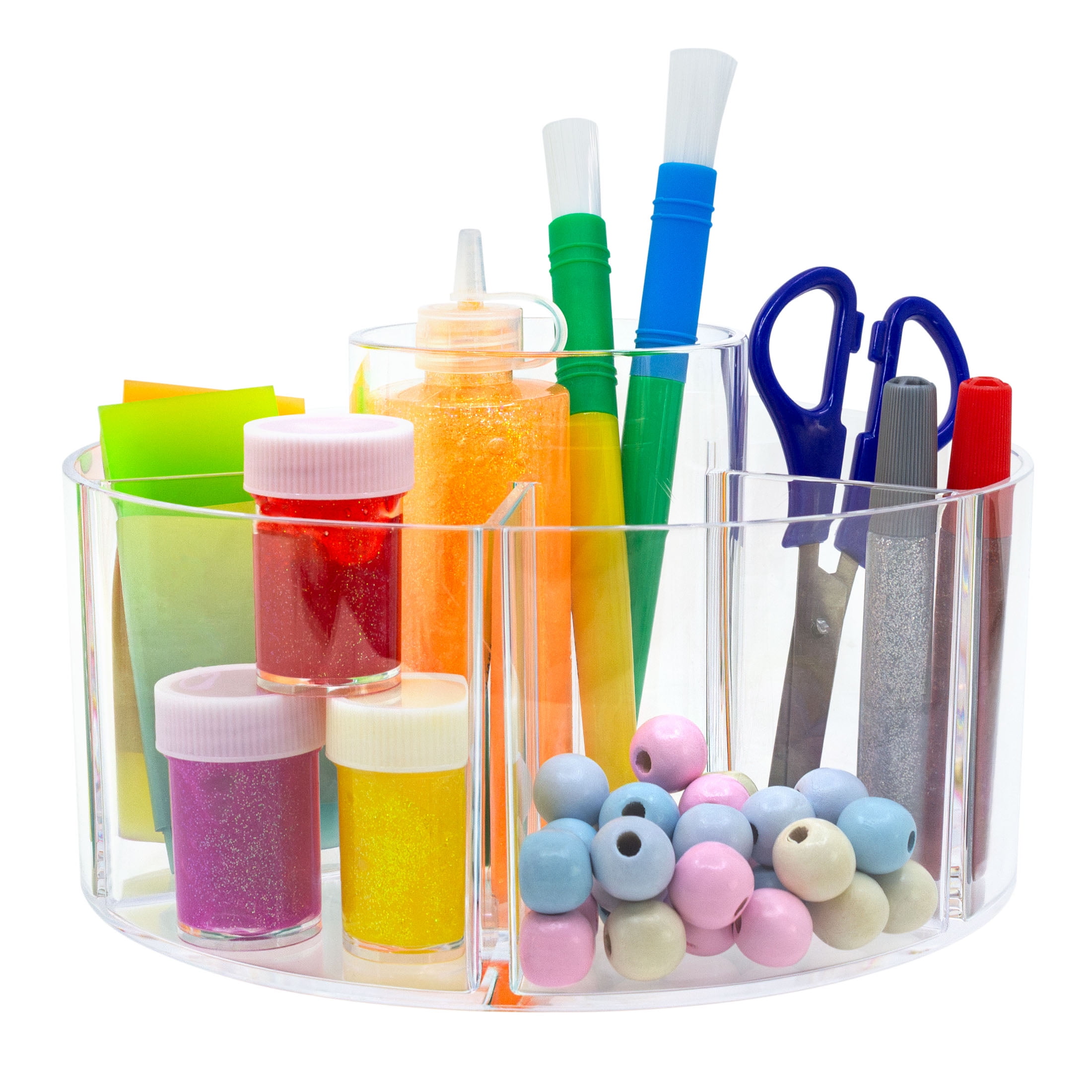 Swissco Spinning Arts and Crafts Storage Caddy Organizer, Rotating, Clear, 7 Sections