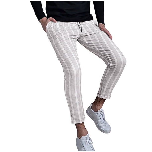 Cinturón a rayas para hombre Tapeta Cremallera Decoración Personalidad Pequeño bolsillo para el pie Pantalones casuales Pompotops oipoqjl23123