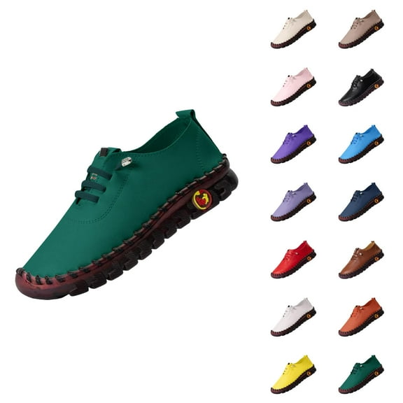 Handmade Leather Shoes Casual Shoes Women's Leather Hiking Shoes Flat Sole Walking Shoes Plain Fitness Shoes With Laces Low Shoes Breathable On Shoes Comfortable Outdoor Shoes