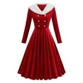 thumbnail image 4 of IWRICH Women's Christmas Dress Vintage 1950s Dresses Long Sleeve Swing Party Dresses Xmas Dress Party Holiday Dress Red M, 4 of 9