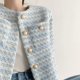 thumbnail image 2 of Chaqueta corta elegante con botones de perlas de Rimocy para mujer, abrigo de tweed de cuello redondo a la moda coreana, abrigos cortos elegantes con bolsillos para mujer, 2 of 6