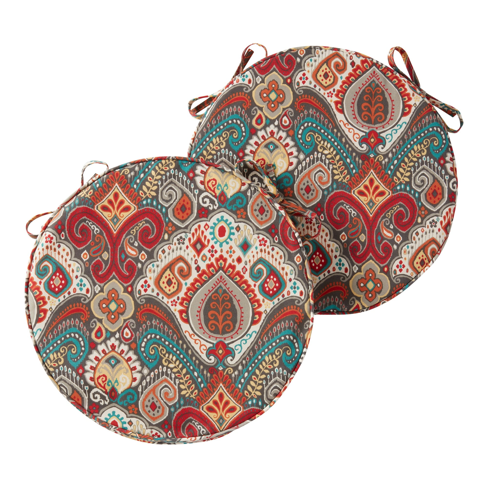 Greendale Home Fashions Outdoor 18'' x 18'' Round Seat Pad, Set of 2, Watermelon Stripe
