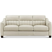 Hydeline Uptown Top Grain Leather Sofa, 3-Seater, Vanilla White with Tapered Legs. Feather down, Memory Foam and Springs Seating