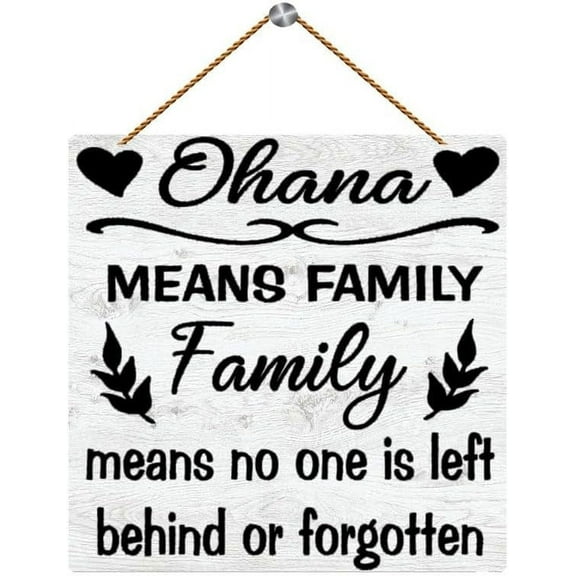 Novelty Ohana Means Family Family Means No One Is Left Behind Or Forgotten Sign Wood Decor Rustic Wooden Signs Inspirational Decorations Sayings Wall Plaque 5x10 Inch