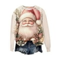 thumbnail image 4 of Lopecy-Sta Women's Christmas Santa Graphic Crew Neck Sweatshirt, Loose Long Sleeve Japanese Sweatshirt Top, Festive Holiday Casual Pullover for Women Beige 5XL, 4 of 4