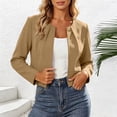 thumbnail image 5 of Vmvidoty Long Sleeve Shrug Top for Women's Collarless Pleated Open Front Cropped Cardigan Khaki S, 5 of 6
