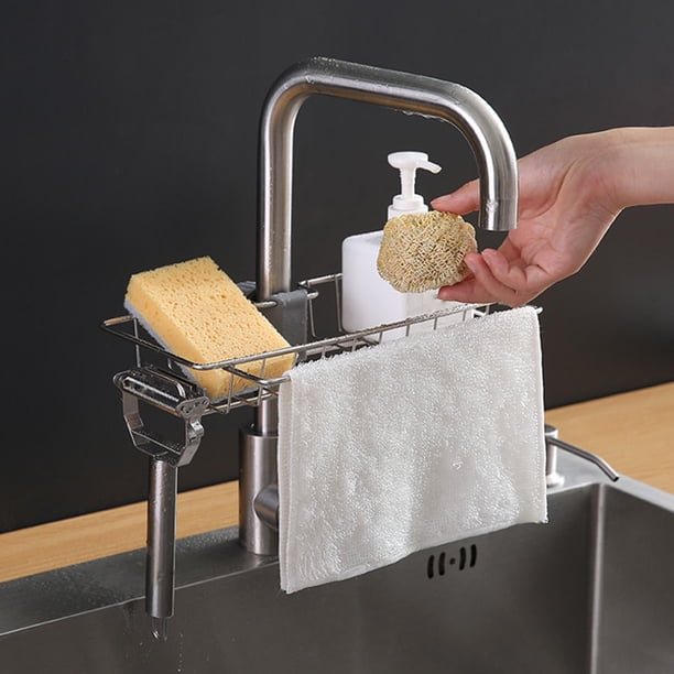 Estante de almacenamiento para el hogar, estante para jabón, estantes, organizador de fregadero ajustable, colgador de tela para platos Baoblaze estante de almacenamiento del fregadero