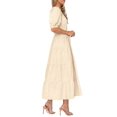 thumbnail image 4 of Vestido midi PRETTYGARDEN 2025 con cuello en V y manga corta con bolsillos, 4 of 6