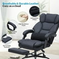 thumbnail image 4 of Office Chair, Reclining Chair, Ergonomic Computer Chair with Retractable Footrest, Adjustable Lumbar Support and High Weight Capacity, for Home Office, Black PU Leather, 4 of 8