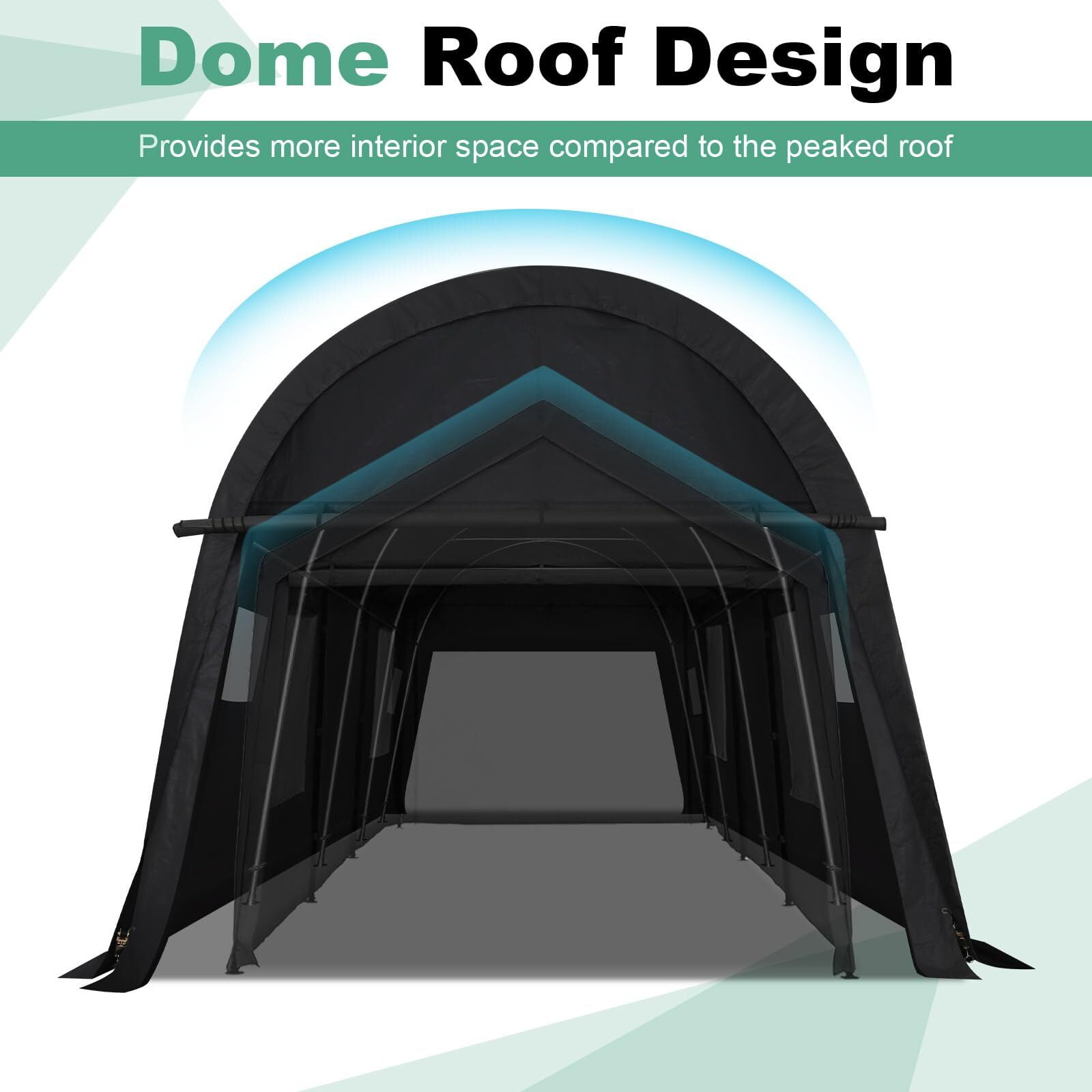 HOTEEL 10×15 ft Heavy Duty Carport Outdoor Metal Car Tent with Metal Frame and Round Roof, Anti-Snow Portable Garage Storage Shelter for Automobiles,Trucks and Boats