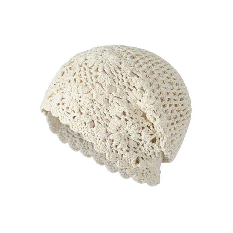 Crochet Slouchy Beanie Hat Fall Handmade Knit Floral Skull