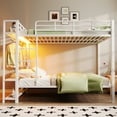 thumbnail image 4 of Harper & Bright Designs Full Over Full Metal Bunk Beds with Storage Mesh Shelves and Clothes Hooks, Space Saving Metal Bed Frame with LED Light, White, 4 of 15
