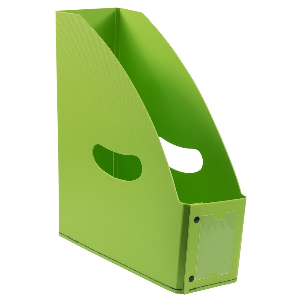 JAM Paper Plastic Magazine File Holder, 4 x 10 1/2 x 12, Lime Green, Sold Individually