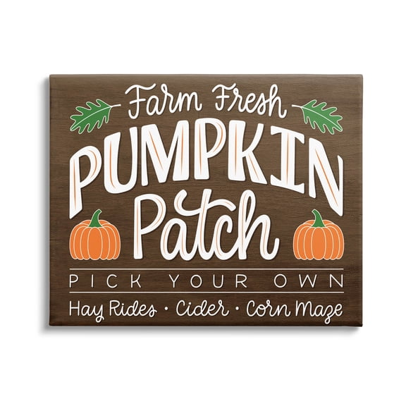 Farm Fresh Pumpkin Patch Sign Holiday Graphic Art Gallery Wrapped Canvas Print Wall Art