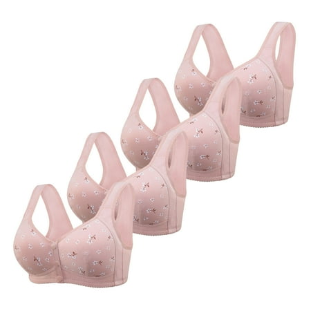 Black of Friday Deals!Clearance Staron 4PC No Underwire Bras for Women No Underwire Front Closure Bra Stretch Wireless Bras Comfortable Push up Daily Underwear Bra