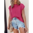 thumbnail image 2 of Womens Summer Cap Sleeve Tops Casual Crew Neck Loose Fit Knit Lightweight Sweater Pullover Top, 2 of 6