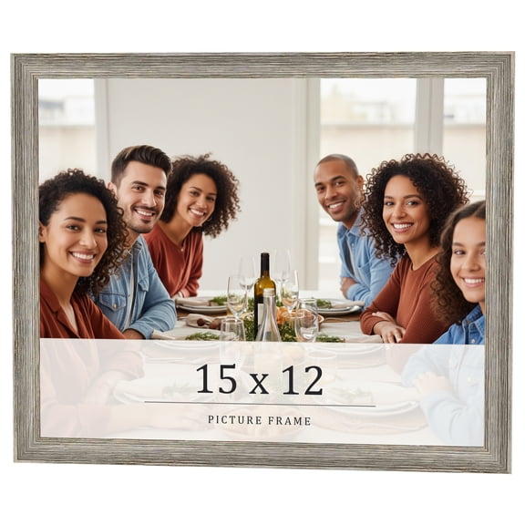 15x12 Frame Grey Solid Wood Picture Frame Width 1 Inches | Interior Frame Depth 0.5 Inches |