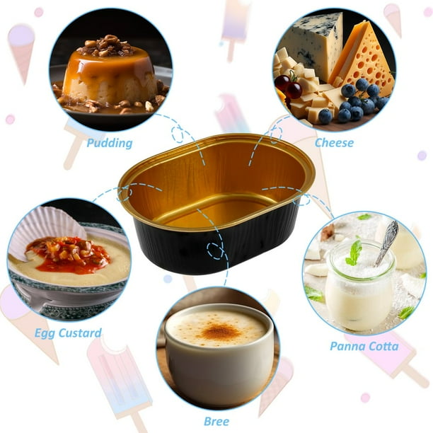 Lot De 50 Mini Moules à Gâteau En Feuille D'aluminium Résistants à La Chaleur Avec Couvercles Et Cuillères Réutilisables Pour Rassemblements, Pique-niques, Vacances, Fêtes (argenté