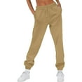 thumbnail image 2 of SnZhen Sweatpants for Women with Pocket Solid Color High Waisted Drawstring Fitness Jogger Pants Womens Winter Casual Sports Long Trousers Khaki L, 2 of 6