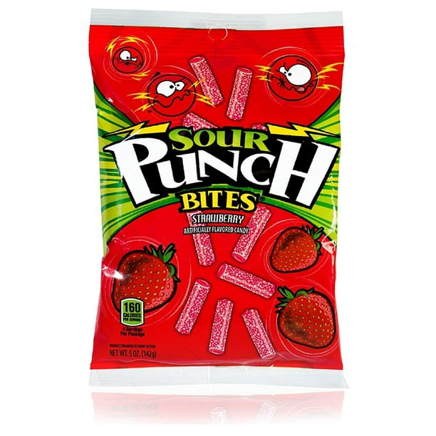 Sour Punch Bites Chewy Sour Strawberry Candies, 5 Oz.