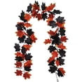 thumbnail image 6 of Morttic 2 Pcs Fall Maple Leaf Garland Hanging Black Fall Leaves Vine Artificial Autumn Garland Halloween Thanksgiving Decor for Home (Black&Orange), 6 of 8