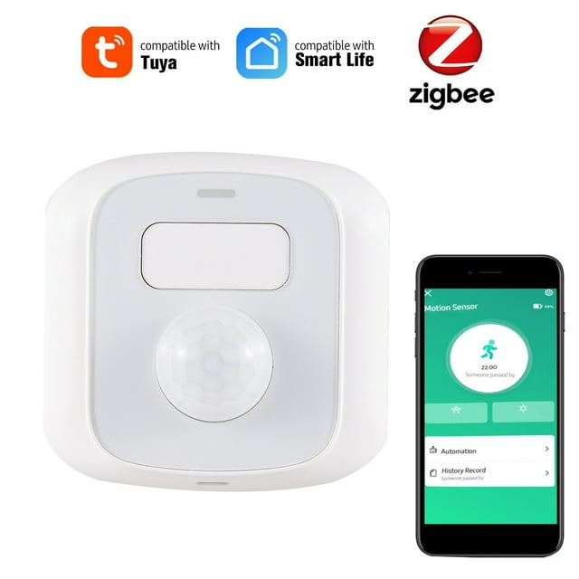 Graflsoa Capteur de Mouvement Humain Compact ZigBee avec Alertes via Application, Sécurité pour Maison Intelligente, Blanc, Portée de 5 m, Détection à 120°, Aucune Pile Incluse
