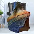 thumbnail image 4 of Hawaiian Soft Flannel Fleece Throw Blanket, Pacific Sunrise at Lanikai Beach Hawaii Wavy Ocean Surface Colorful Sky Scene, Cozy Plush for Indoor and Outdoor Use, 70" x 90", Brown Blue, by Ambesonne, 4 of 5