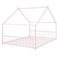 thumbnail image 5 of Jopath Full Size Bed Metal Floor Bed,Full House Bed Frame Floor Bed Frame,With Roof With Headboard And Footboard With Slats Support For Kids Toddler Pink, 5 of 9