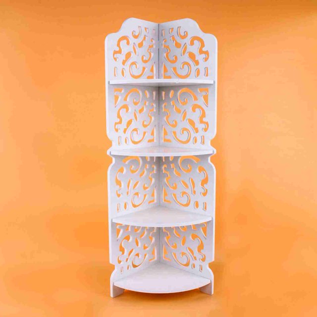 Estantería de Baño de Exposición ANGGREK estante de esquina de 4 niveles Tallada Hueco color blanco