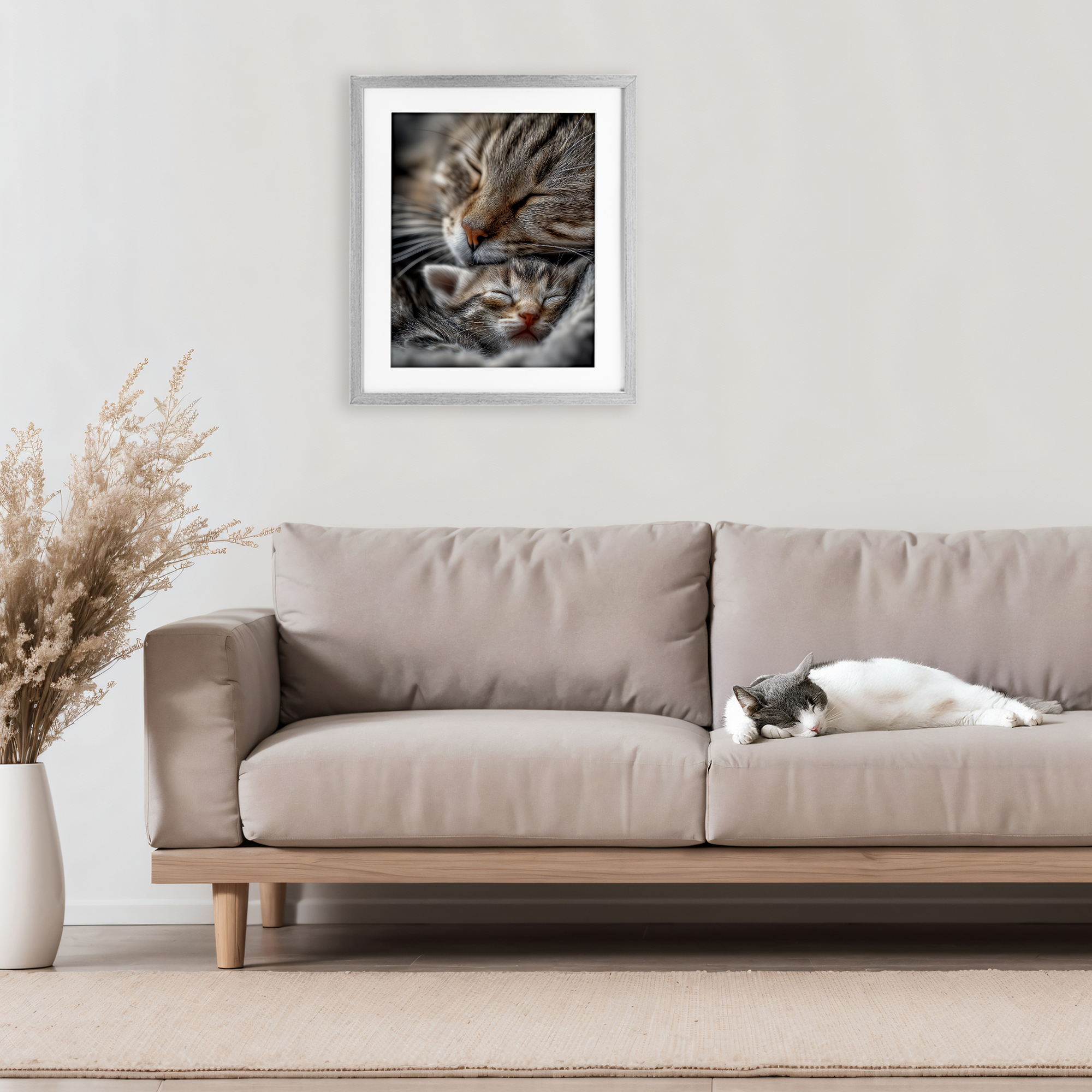 Stupell Industries Kitty Love Cuddles Gray Framed Print Under Glass, design by Scott Stulberg