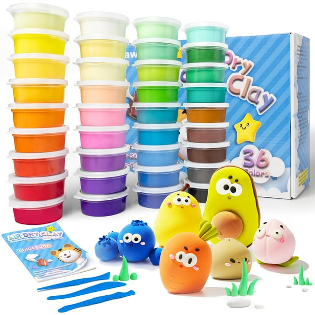 Kit Drawdart de arcilla para esculpir, 36 colores, secado al aire con herramientas