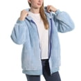 thumbnail image 4 of SWSMCLT Women's Fuzzy Jacket Hood Thermal Pocket Fleece Coat Long Sleeve Hoodie Outerwear Cute Full Zip Zipper Light Blue Medium, 4 of 4