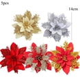 thumbnail image 5 of piezas de flores navideñas, flores artificiales rojas, doradas y azules, 2023, decoraciones para árboles de Navidad, fiestas de Navidad, suministros de coronas DIY, 5 of 5