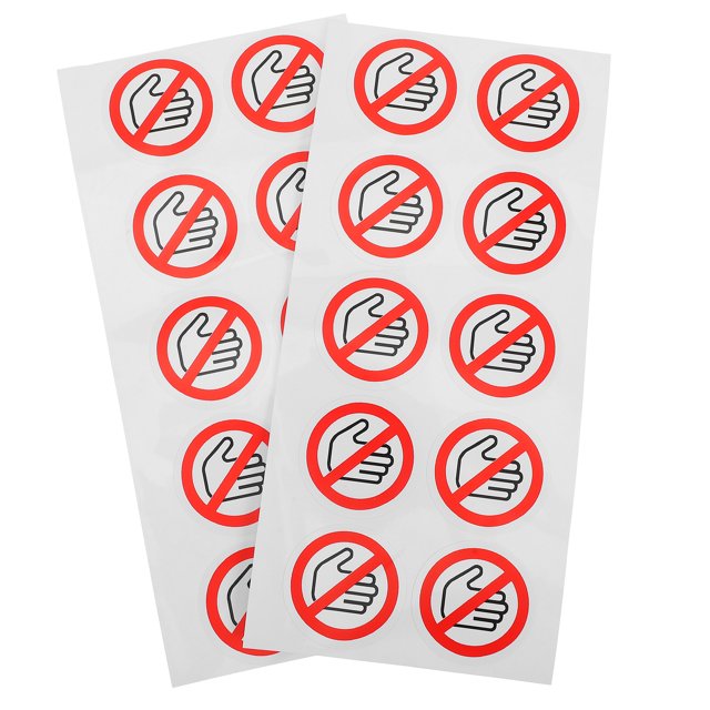 Shisuyan 20pcs Do Not Touch Warning Labels - Do Not Touch Sticker Do Not Use Hand Sign Sticker Peel and Stick Round Vinyl Decals