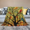 thumbnail image 2 of Fenyluxe Birds Leaves Print Throw Blanket Soft Plush Blanket for Bed Couch Car Kids Adults All Seasons Bedding 50x60in, 2 of 6