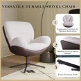 thumbnail image 5 of 360° Swivel Accent Chair, Modern Chenille Lounge Single Sofa Chair with Faux Leather and Black Metal Base Frame, Comfy Reading Chair for Small Spaces, Living Room, Bedroom, Office, White, 5 of 9