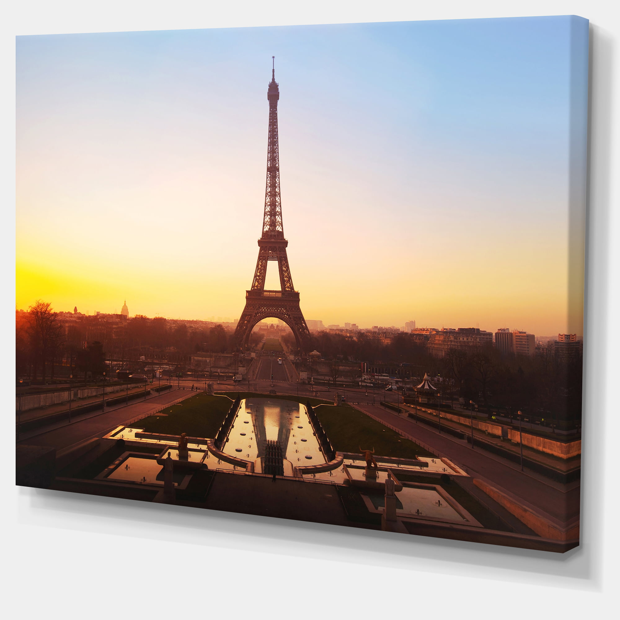 Brown Silhouette of Paris Paris Eiffel Tower - Cityscape Canvas Print