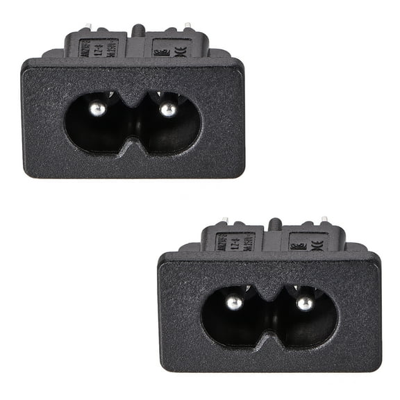 Uxcell C8 Panel Mount Plug Adapter 250V AC 2.5A 2 Pins IEC Inlet Module Plug Power Socket Straight 2pcs