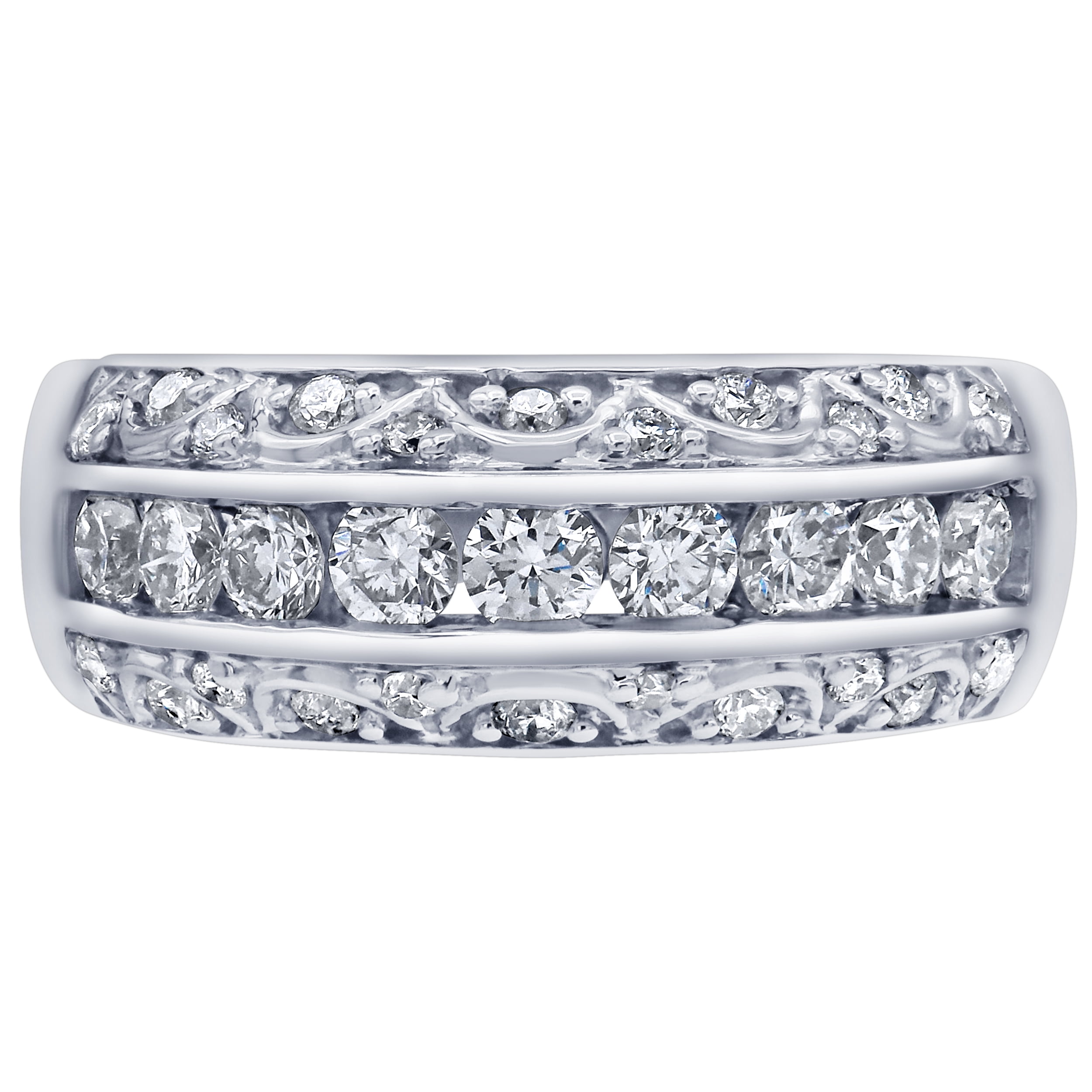 Arista 1.00 Carat T.W Lab Grown Diamond 3 Rows Women's Anniversary Ring in Sterling Silver (I, SI)