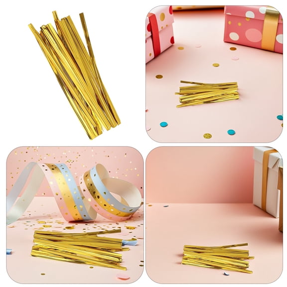 800 Pcs Golden Ties Bread Candy Bag Ties Party Gift Wrapping Ties for Treat Bags Candy Bags (10cm, Golden)