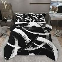 Homewish Black White Stripes Lines Bedding Comforter Set 2pcs for Female Men Adults,Vintage Aesthetic Twin Comforter Sets Microfiber,Geometric Theme Breathable Bedding Set,Luxury Bedroom Decor