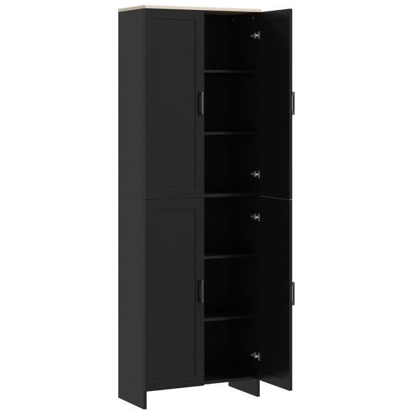 CoSoTower 67" 4-Door Kitchen Pantry Cabinet, Freestanding Storage Cabinet Cupboard with Adjustable Shelves, Black