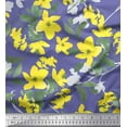 thumbnail image 1 of Soimoi Velvet Fabric Leaves & Yellow Flower Watercolor Print Fabric by the Yard 58 Inch Wide, 1 of 1