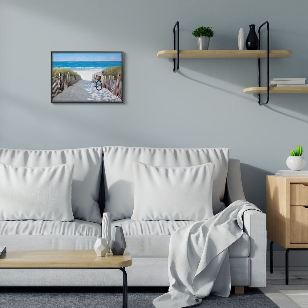 Stupell Industries Beach Pathway and Bicycle Summer Nautical Painting Designed by Zhen-Huan Lu