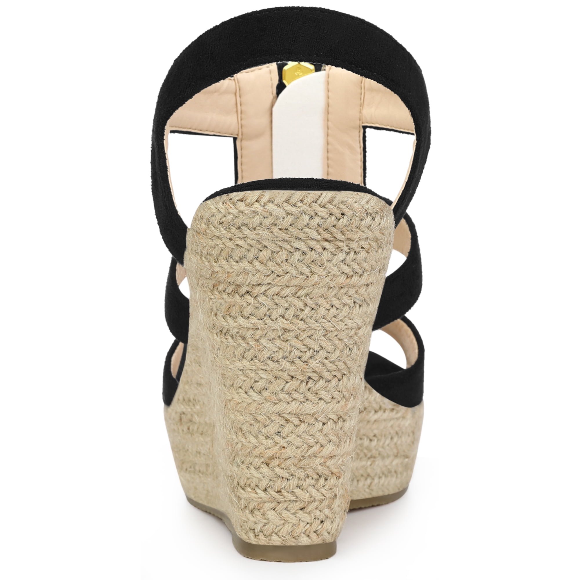 DARING DIVA Women's Wedges Zipper Sandals Platform Wedges Heels Sandals Black 8.5