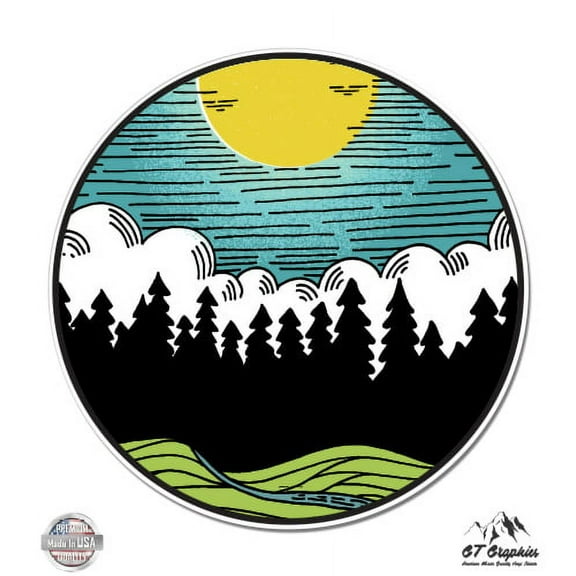 Forest Landscape Sun Nature Scene Outdoor - 3" Vinyl Sticker - For Car Laptop I-Pad Phone Helmet Hard Hat - Waterproof Decal