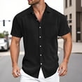 thumbnail image 2 of Afdoent Men's Shirts Male Solid Color Loose Comfortable Vertical Striped Short Sleeve Shirt Classic Fit Summer Tops, 2 of 5