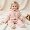 thumbnail image 2 of Gunia Toddler Boy Girl Pajamas Snowsuit Fleece Bodysuit Long Sleeve Romper With Cute Animal Ears Fall Winter Onesie Clothes Set Pink 9-12 Months, 2 of 9
