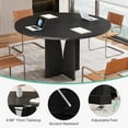 thumbnail image 6 of Tribesigns 39" Round Conference Table for 4, Wooden Meeting Table, Rustic Office Table with Sturdy Base, Multi-Purpose Business Seminar Table for Conference Room (Black), 6 of 7
