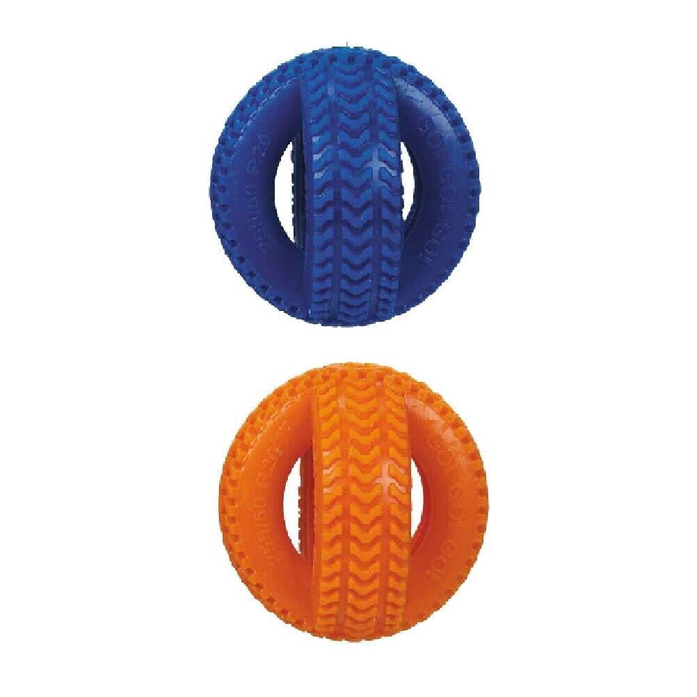 Double Tire Heavy Duty Durable Rubber Tough Chewer Dog Dental Health Toy 4 Inch (Full Set - Both Colors)